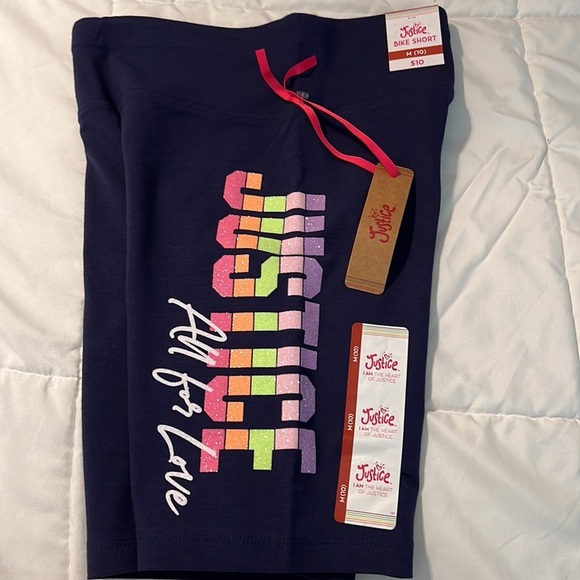 Justice EDF Blue Bike Shorts Girls - Picture 2 of 5